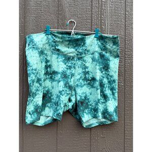Women's Old Navy Extra High-Waist Blue & Teal Tie-Dye Yoga Bike Shorts 4X NWT